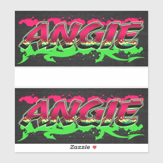 Angie First Name Graffiti Sticker (Sheet)
