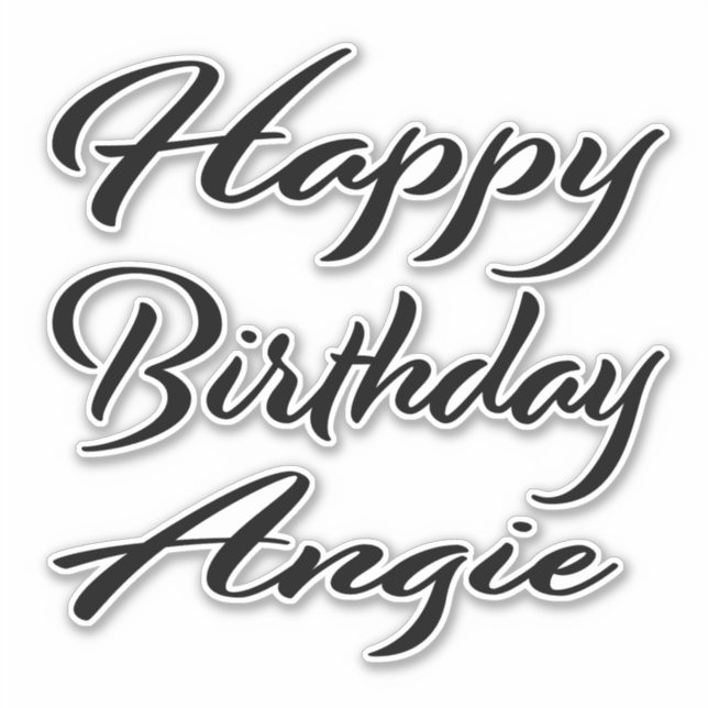 Angie Name First Name black Sticker Birthday (Front)
