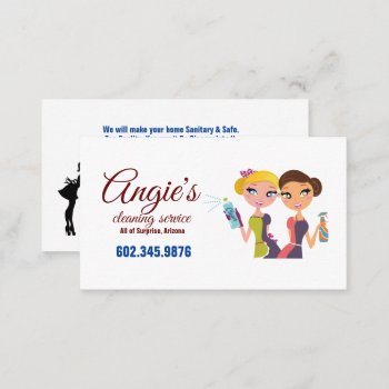 Angie's Cleaning Service Cleaning Women Business Card by ArtzDizigns at Zazzle