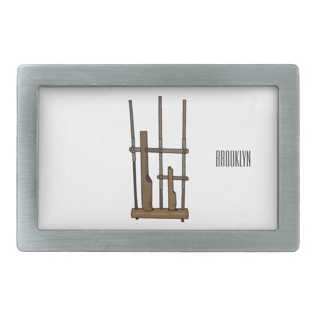 Angklung cartoon illustration belt buckle (Front)