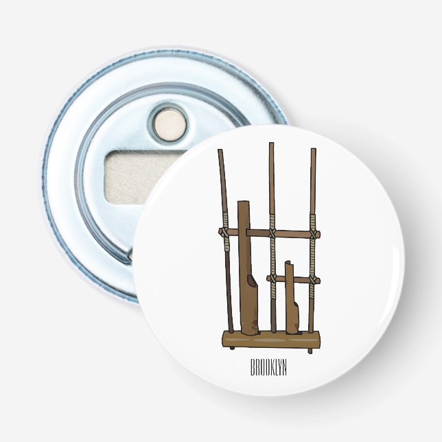 Angklung cartoon illustration bottle opener (Front)