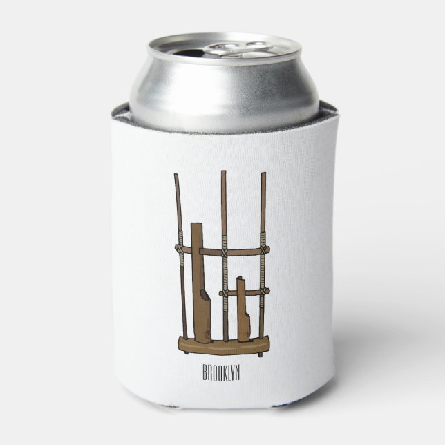 Angklung cartoon illustration can cooler (Can Front)
