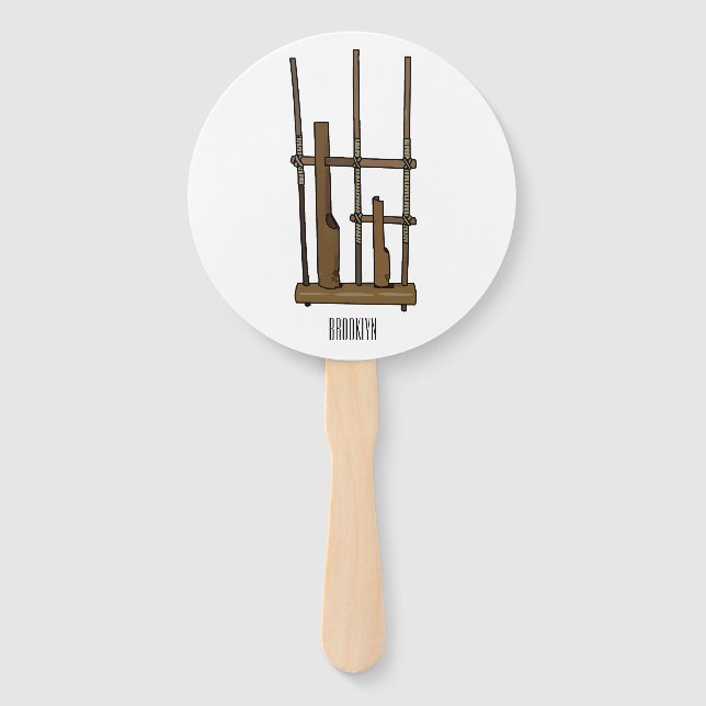 Angklung cartoon illustration hand fan (Front)