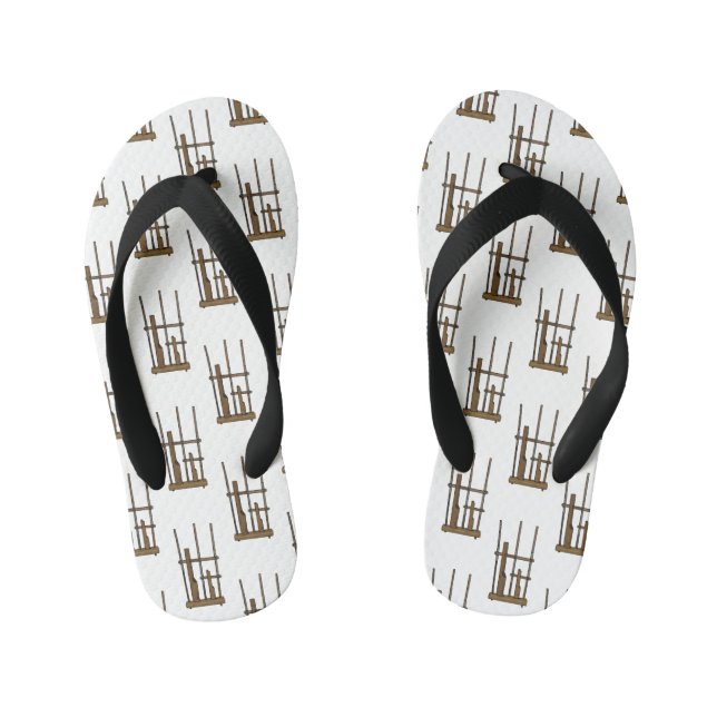 Angklung cartoon illustration kid's flip flops (Footbed)