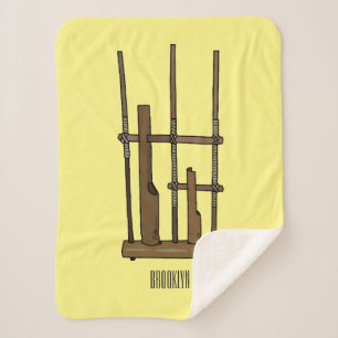 Angklung cartoon illustration sherpa blanket
