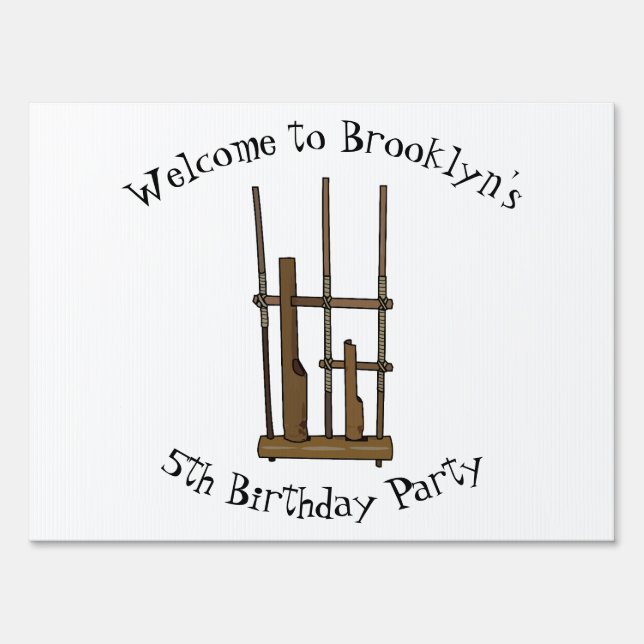 Angklung cartoon illustration sign (Front)