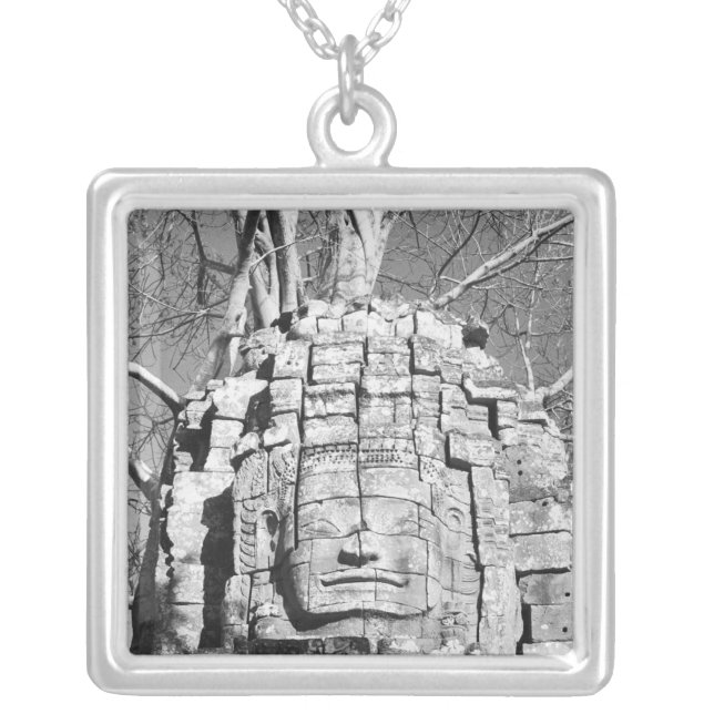 Angkor Cambodia, Head Ta Som Temple Silver Plated Necklace (Front)