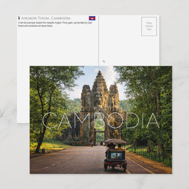 Angkor Thom, Cambodia Travel Postcard (Front/Back)