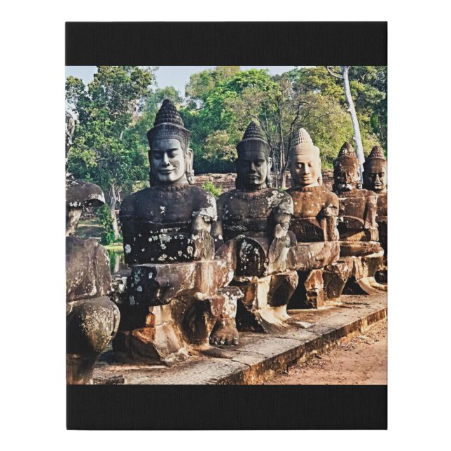 Angkor Thom God Statues  Faux Canvas Print (Front)