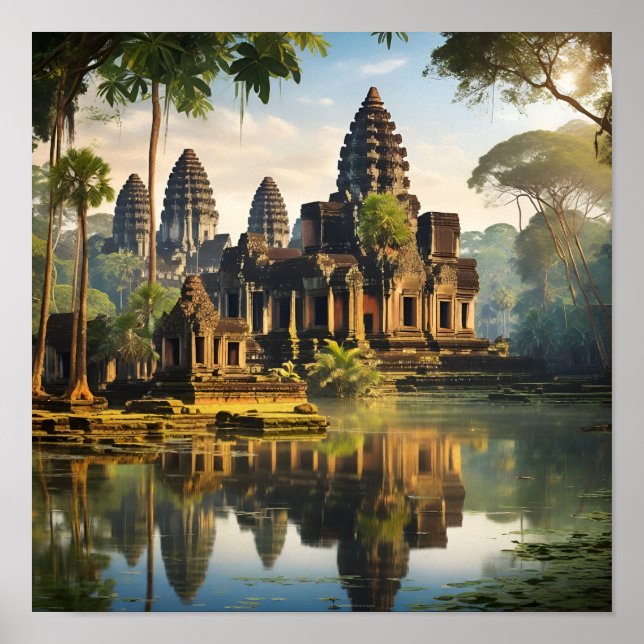 Angkor Wat, ancient Khmer temple Poster (Front)
