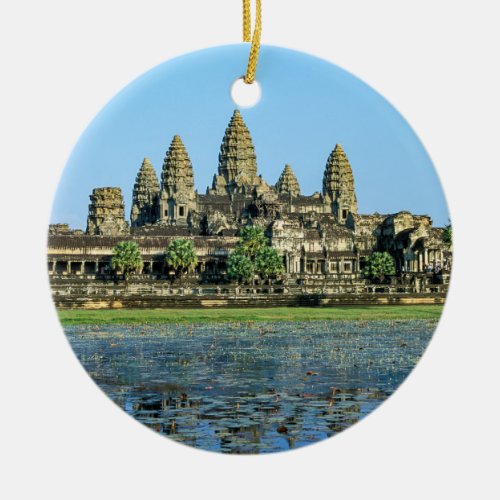 Angkor Wat and reflection in the lake _ Cambodia Ceramic Ornament