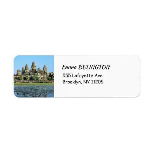 Angkor Wat and reflection in the lake _ Cambodia Label