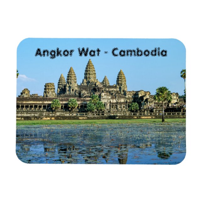 Angkor Wat and reflection in the lake - Cambodia Magnet (Horizontal)