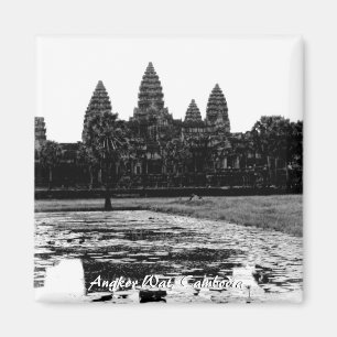 Angkor Wat Cambodia Black & White Magnet
