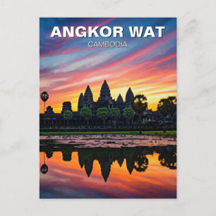 Angkor Wat Cambodia Sunset Postcard