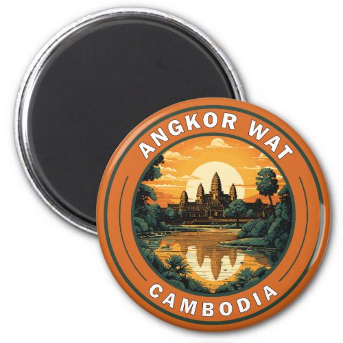 Angkor Wat Cambodia Travel Art Badge Magnet