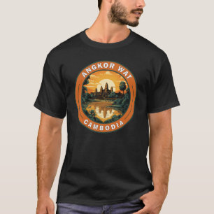 Angkor Wat Cambodia Travel Art Badge T-Shirt
