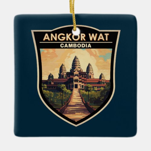 Angkor Wat Cambodia Travel Art Vintage Ceramic Ornament