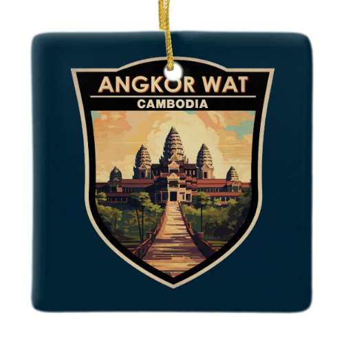 Angkor Wat Cambodia Travel Art Vintage Ceramic Ornament