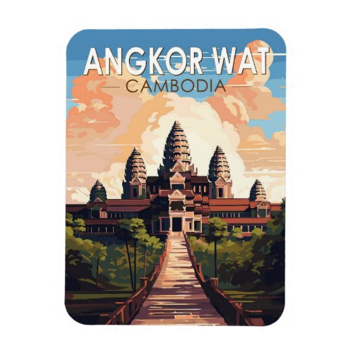 Angkor Wat Cambodia Travel Art Vintage Magnet