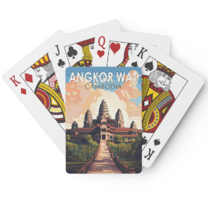 Angkor Wat Cambodia Travel Art Vintage Poker Cards