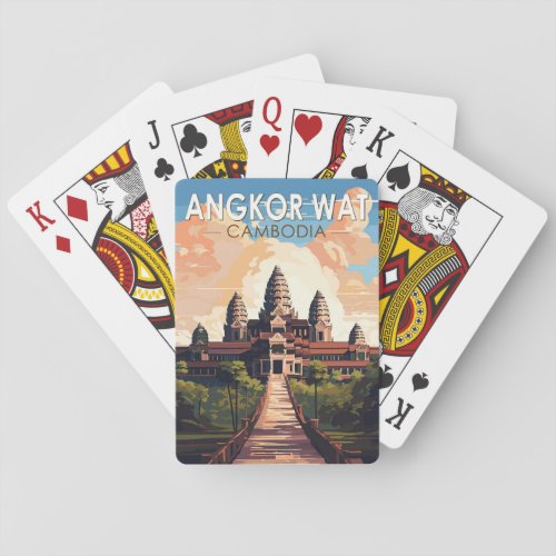 Angkor Wat Cambodia Travel Art Vintage Poker Cards