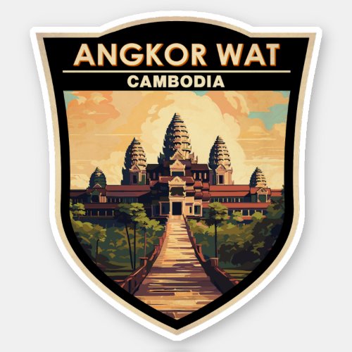 Angkor Wat Cambodia Travel Art Vintage Sticker