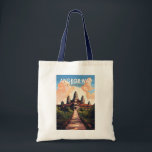Angkor Wat Cambodia Travel Art Vintage Tote Bag<br><div class="desc">Angkor Wat vector artwork. Angkor Wat is a temple complex in Cambodia that's considered the world's largest religious structure by Guinness World Records. It's located in the ancient Khmer capital city of Angkor,  in northern Cambodia.</div>