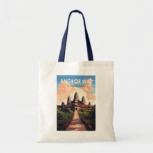 Angkor Wat Cambodia Travel Art Vintage Tote Bag