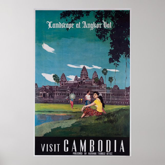 Angkor Wat Cambodia Vintage Travel Poster (Front)