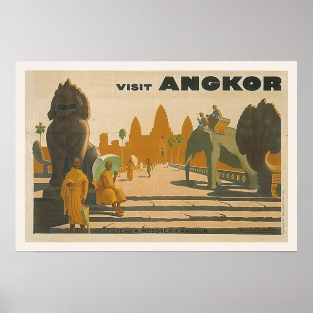 Angkor Wat Cambodia Vintage Travel Print (Front)