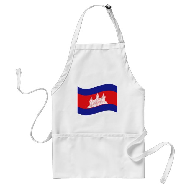Angkor Wat Cambodian Flag Wave Adult Apron (Front)