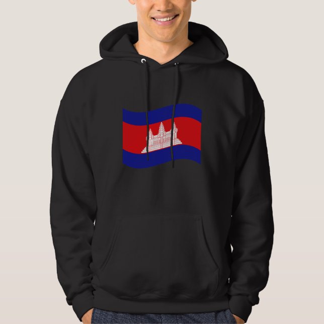 Angkor Wat Cambodian Flag Wave Hoodie (Front)