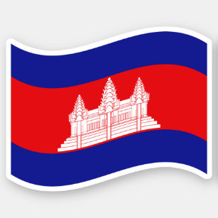 Angkor Wat Cambodian Flag Wave Sticker