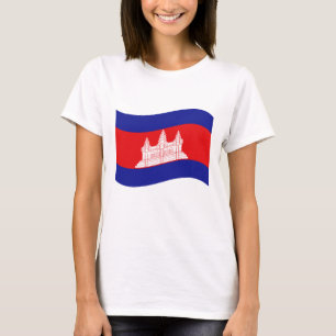 Angkor Wat Cambodian Flag Wave T-Shirt