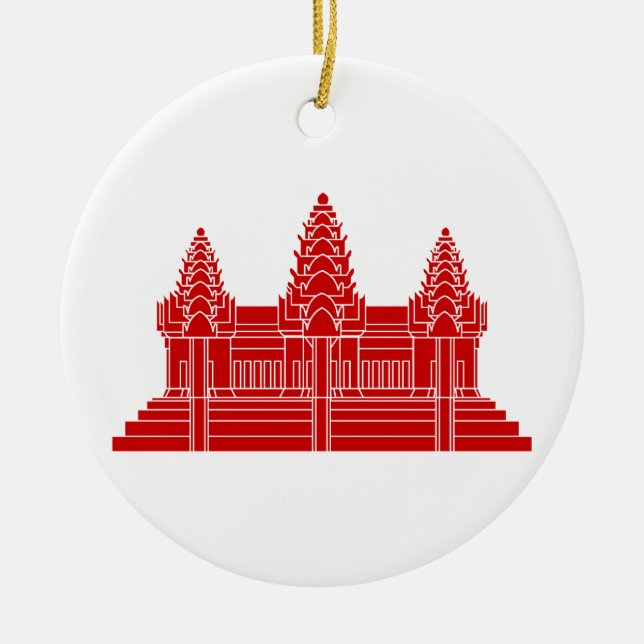 Angkor Wat Cambodian / Khmer Flag Ceramic Ornament (Front)