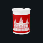 Angkor Wat Cambodian / Khmer Flag Drink Pitcher<br><div class="desc">Since around 1850, the Cambodian flag has featured a depiction of Angkor Wat in the center. The flag used today is the same as that established in 1948, although since then 5 other designs have been used. These have almost all made use of the image of the temple of Angkor...</div>