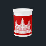 Angkor Wat Cambodian / Khmer Flag Drink Pitcher<br><div class="desc">Since around 1850, the Cambodian flag has featured a depiction of Angkor Wat in the center. The flag used today is the same as that established in 1948, although since then 5 other designs have been used. These have almost all made use of the image of the temple of Angkor...</div>