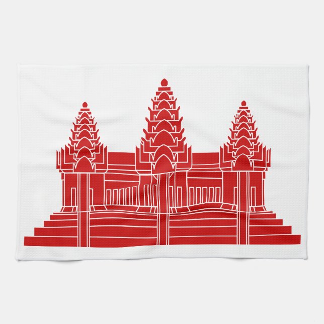 Angkor Wat Cambodian / Khmer Flag Kitchen Towel (Horizontal)
