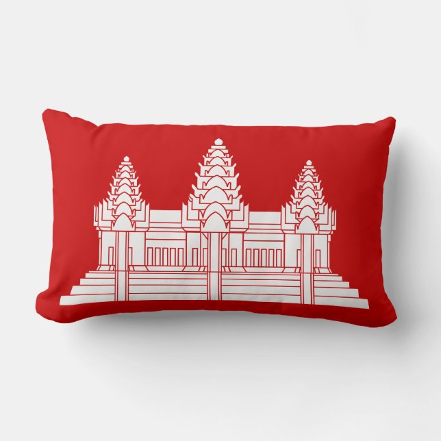 Angkor Wat Cambodian / Khmer Flag Lumbar Pillow (Front)
