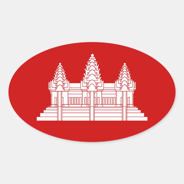 Angkor Wat Cambodian / Khmer Flag Oval Sticker (Front)