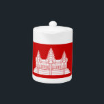 Angkor Wat Cambodian / Khmer Flag Teapot<br><div class="desc">Since around 1850, the Cambodian flag has featured a depiction of Angkor Wat in the center. The flag used today is the same as that established in 1948, although since then 5 other designs have been used. These have almost all made use of the image of the temple of Angkor...</div>