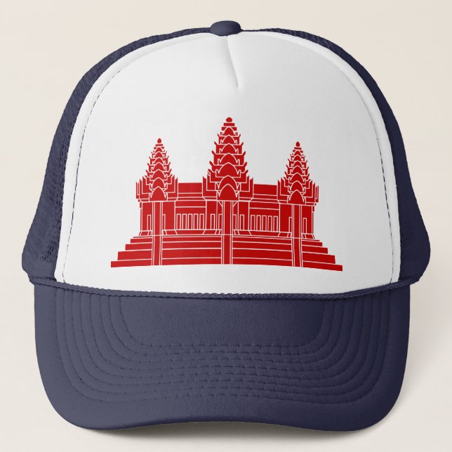 Angkor Wat Cambodian / Khmer Flag Trucker Hat (Front)