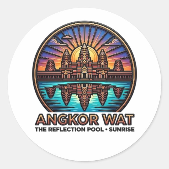 ANGKOR WAT CLASSIC ROUND STICKER (Front)