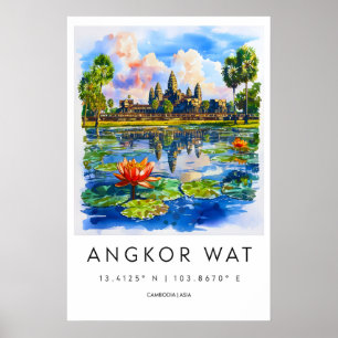 Angkor Wat National Travel Ski Vintage Park Poster