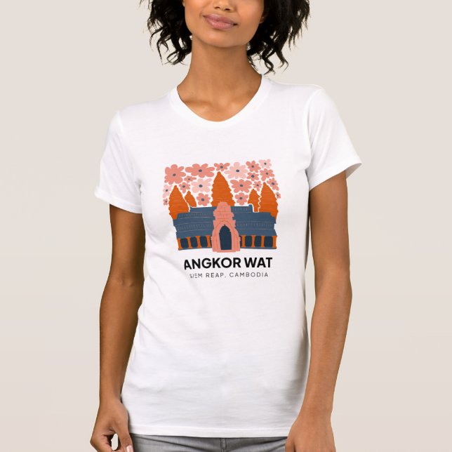 Angkor Wat Siem Reap Cambodia travel floral T-Shirt (Front)