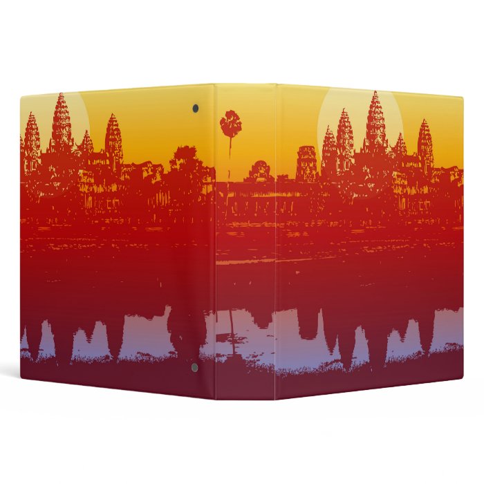 Angkor Wat Sunset Modern Silhouette Art Sunrise Binder