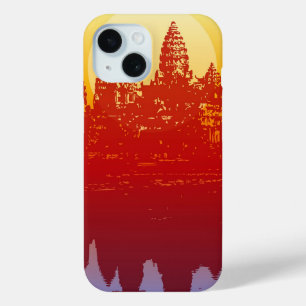 Angkor Wat Sunset Modern Silhouette Art Sunrise iPhone 15 Case