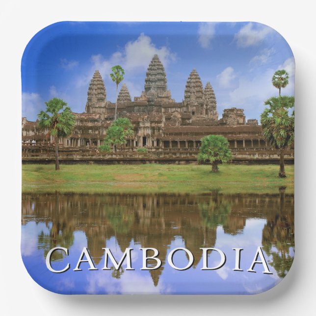 Angkor Wat Temple | Kampuchea, Cambodia Paper Plates (Front)