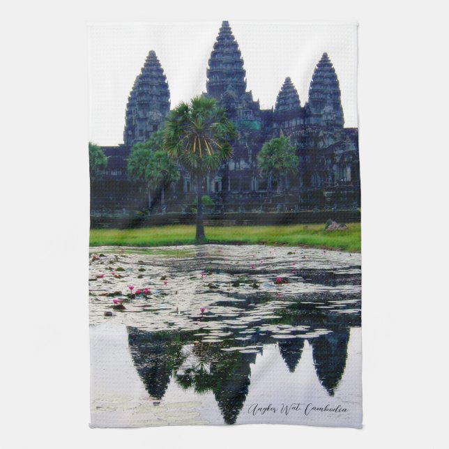 Angkor Wat Temple Reflections (Cambodia)  Kitchen Towel (Vertical)